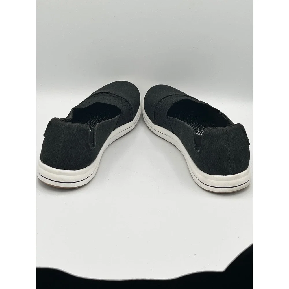 Clarks Cloudsteppers Women Sz 8.5W Wide Black Slip On Sneakers Washable